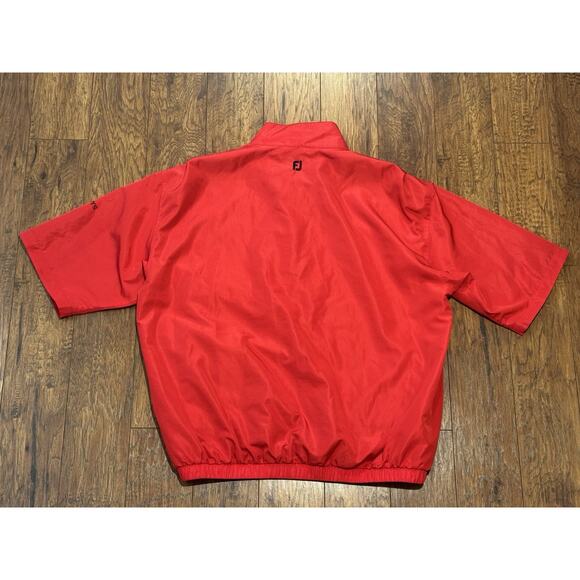 FOOTJOY DRYJOYS Pullover Jacket 1/2 Zip Red Windbreaker Short Sleeve - Men's XL - Picture 2 of 9